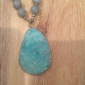 Love poppy turquoise beaded necklace